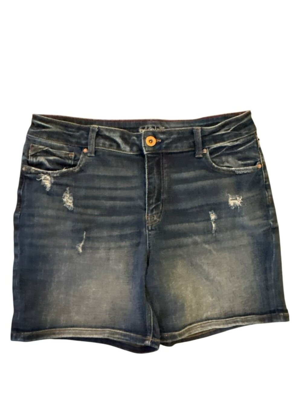 Edgely High-Rise Distressed Denim Shorts Size 14
